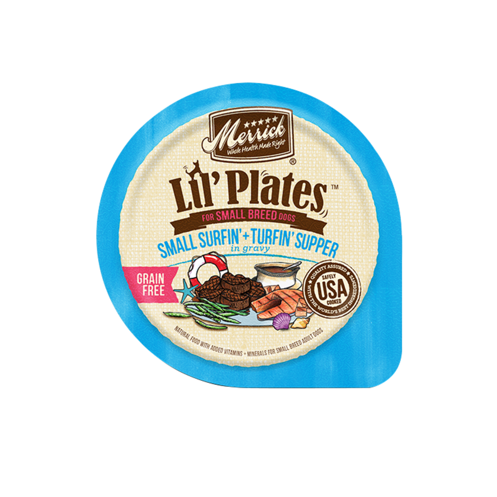 Merrick MERRICK DOG LIL' PLATES SMALL SURFIN' & TURFIN' 3.5 OZ TRAY CASE OF 12