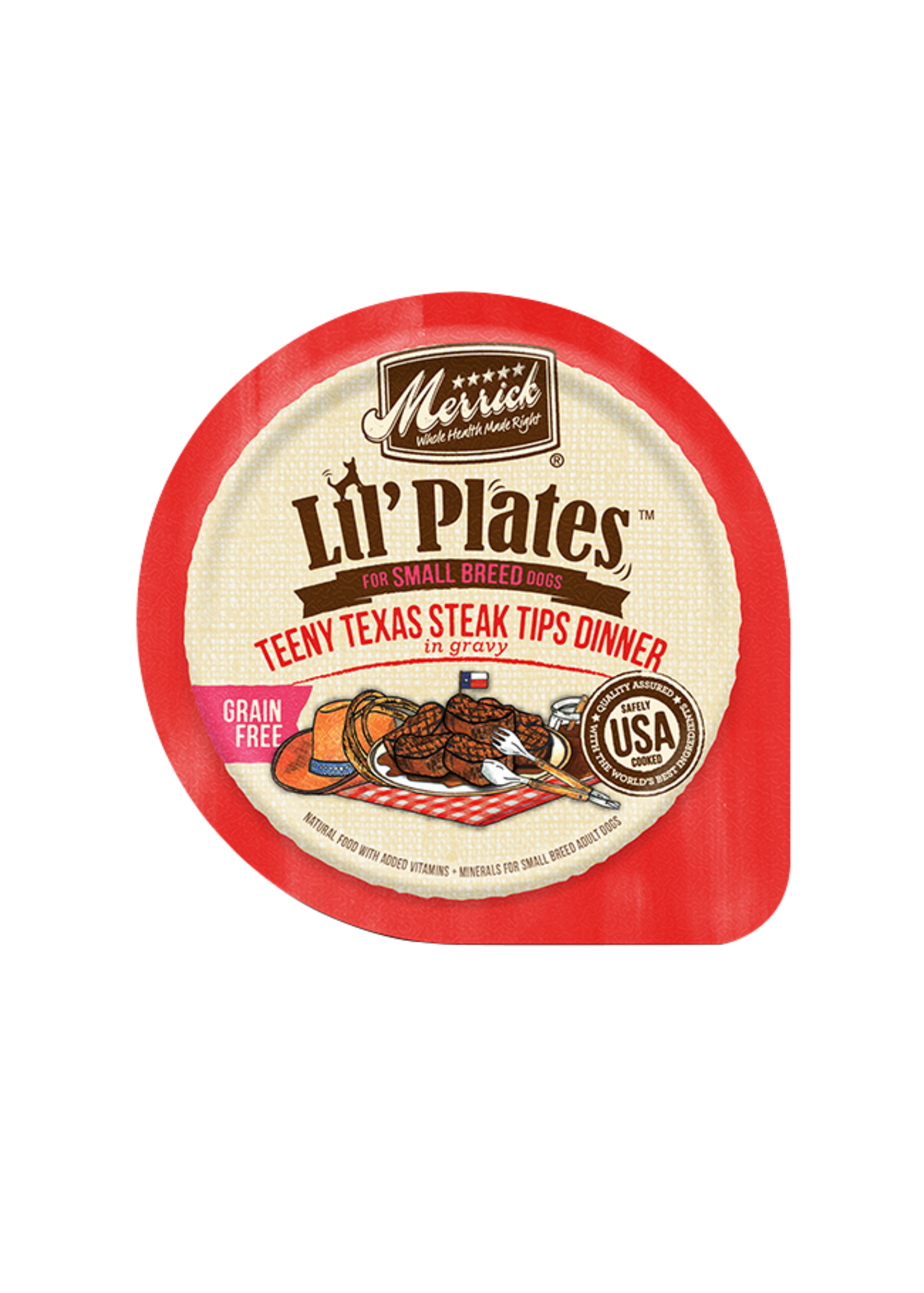 Merrick MERRICK DOG LIL' PLATES TEENY TEXAS STEAK TIPS 3.5 OZ TRAY CASE OF 12
