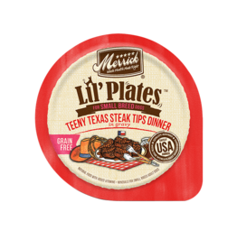 MERRICK PET CARE, INC. MERRICK DOG LIL' PLATES TEENY TEXAS STEAK TIPS 3.5 OZ TRAY CASE OF 12