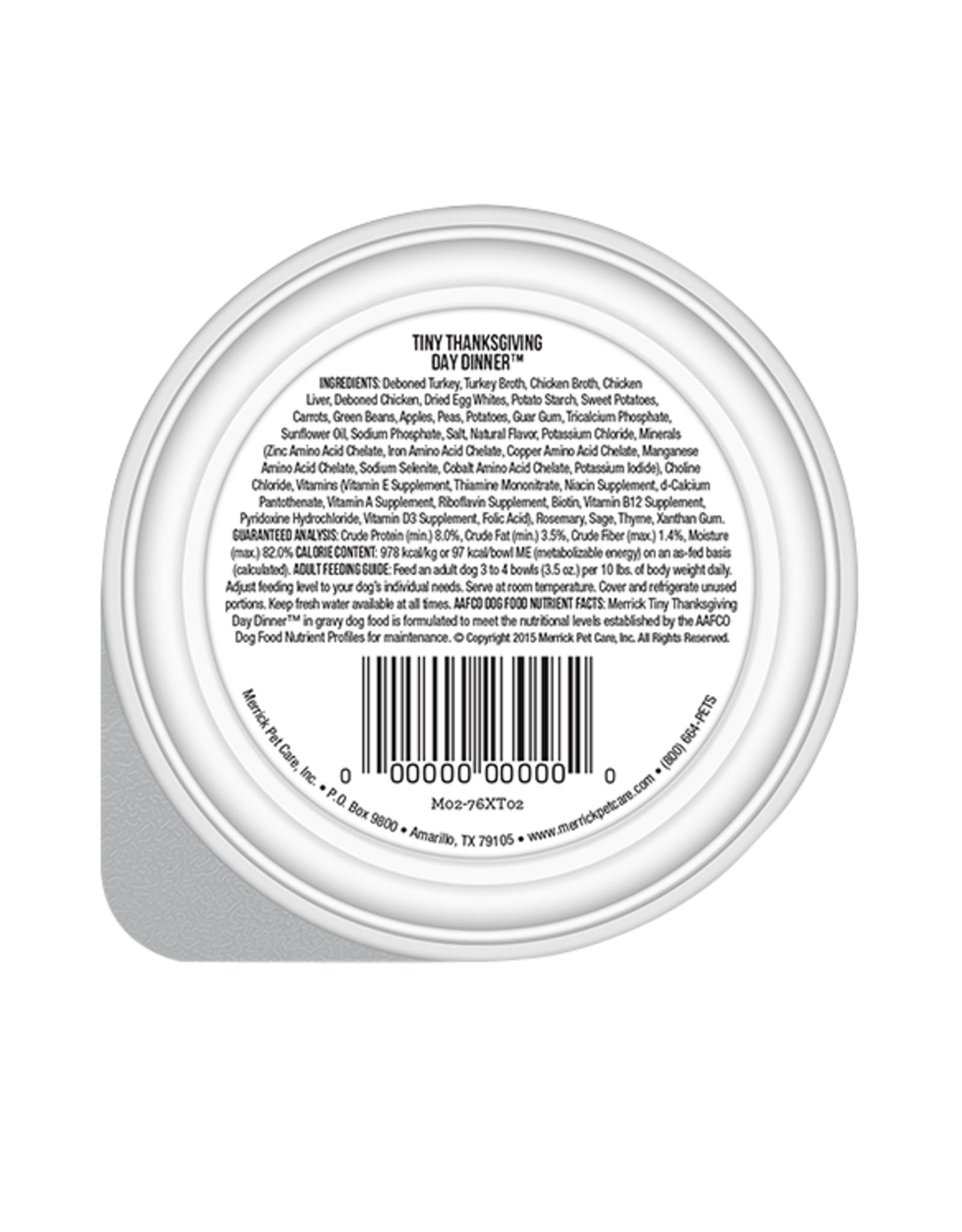 Merrick MERRICK DOG LIL' PLATES TINY THANKSGIVING DAY DINNER 3.5 OZ TRAY CASE OF 12