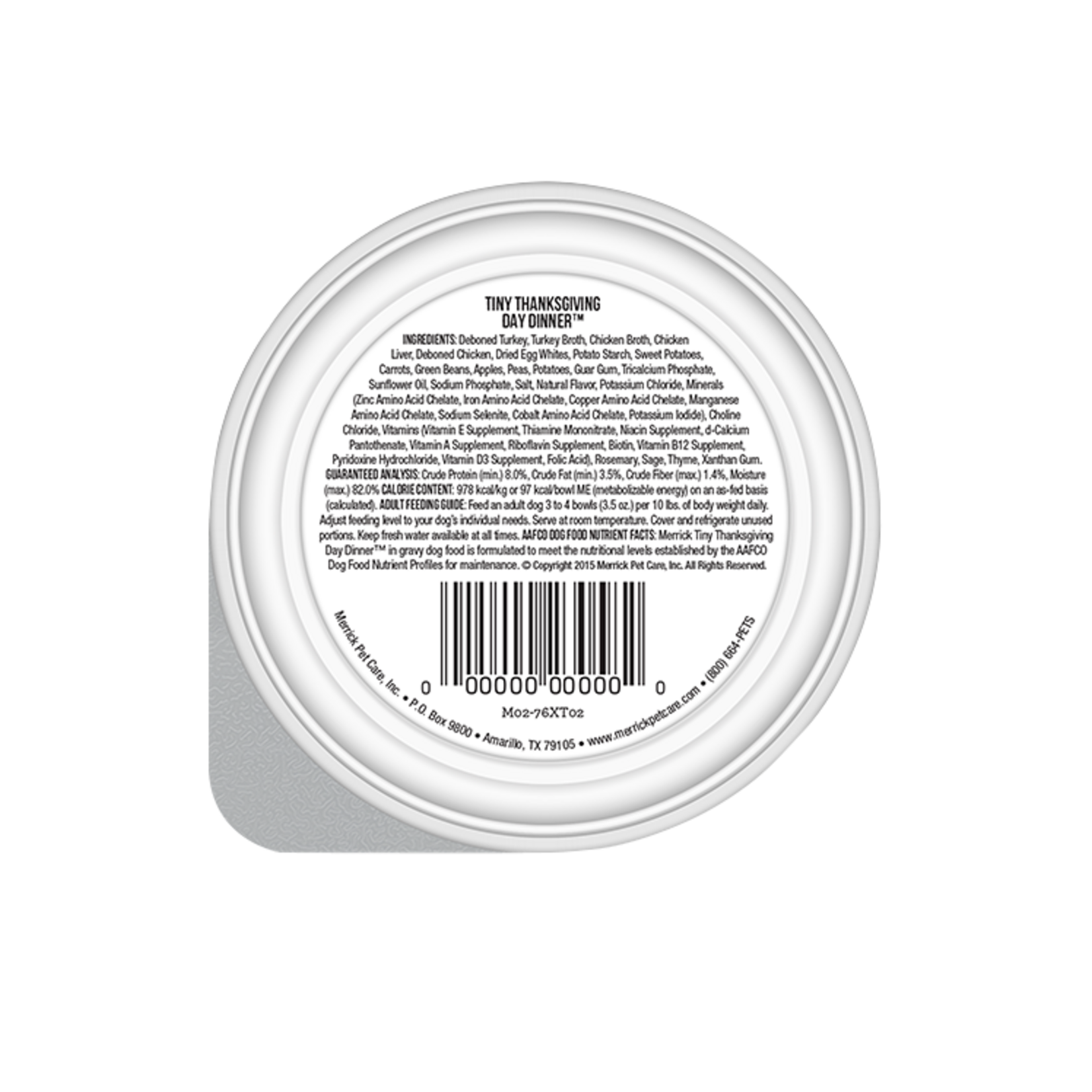 Merrick MERRICK DOG LIL' PLATES TINY THANKSGIVING DAY DINNER 3.5 OZ TRAY CASE OF 12