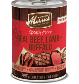 Merrick MERRICK GRAIN FREE DOG REAL BEEF, LAMB & BUFFALO CAN 13.2OZ CASE OF 12
