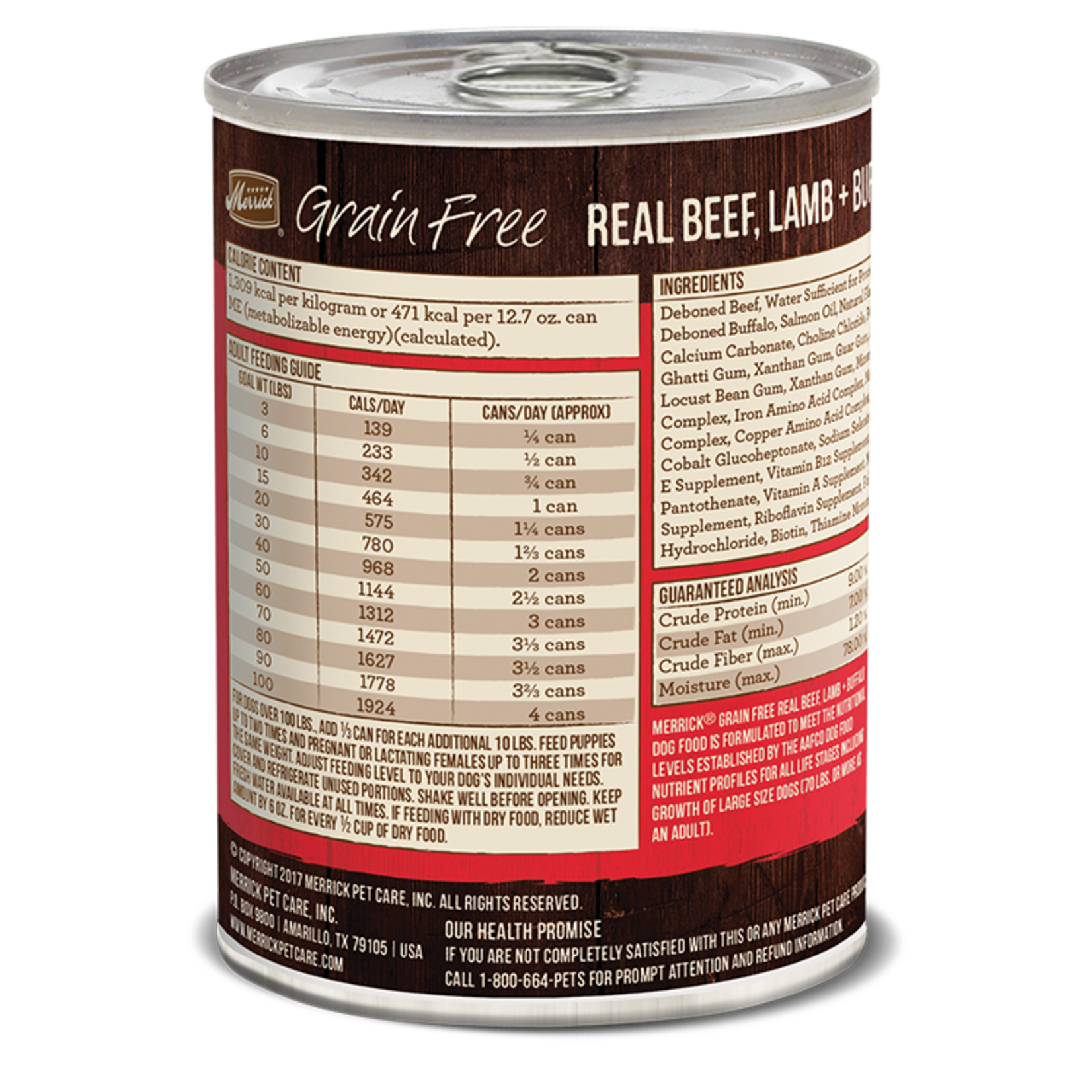 Merrick Merrick Real Beef Lamb & Buffalo Wet Dog Food Grain Free - 12.7 oz Can, CASE OF 12