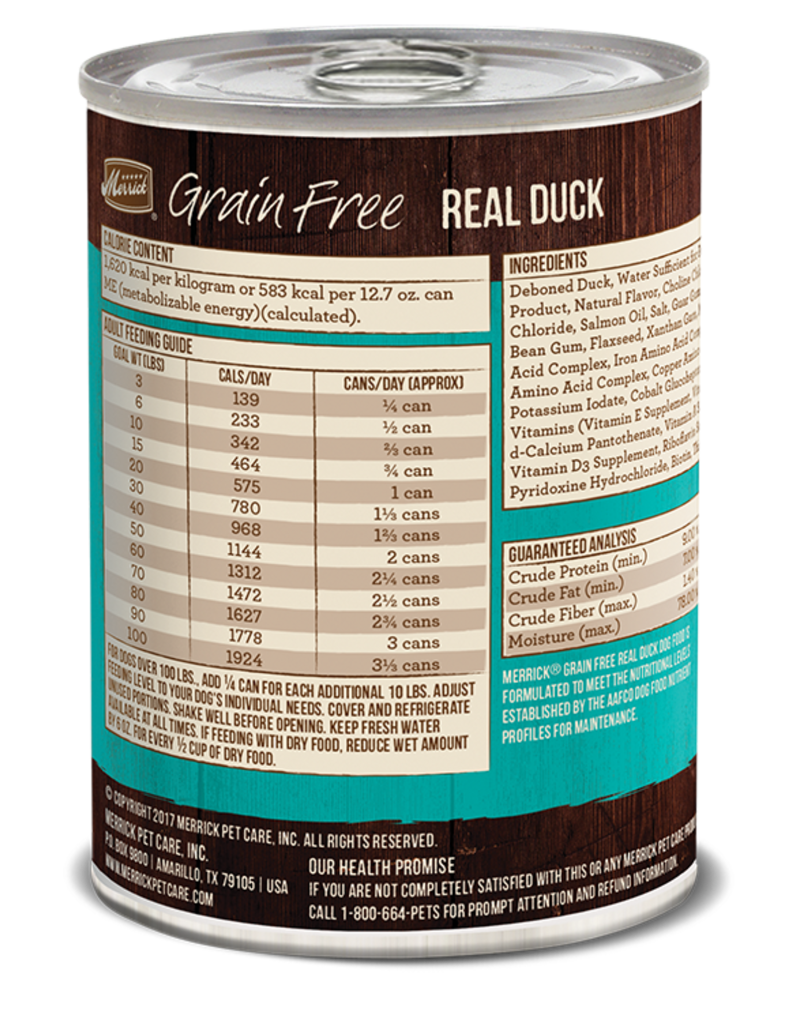 Merrick Merrick Grain Free Duck Dinner Wet Canned Dog Food - 12.7 oz, CASE OF 12