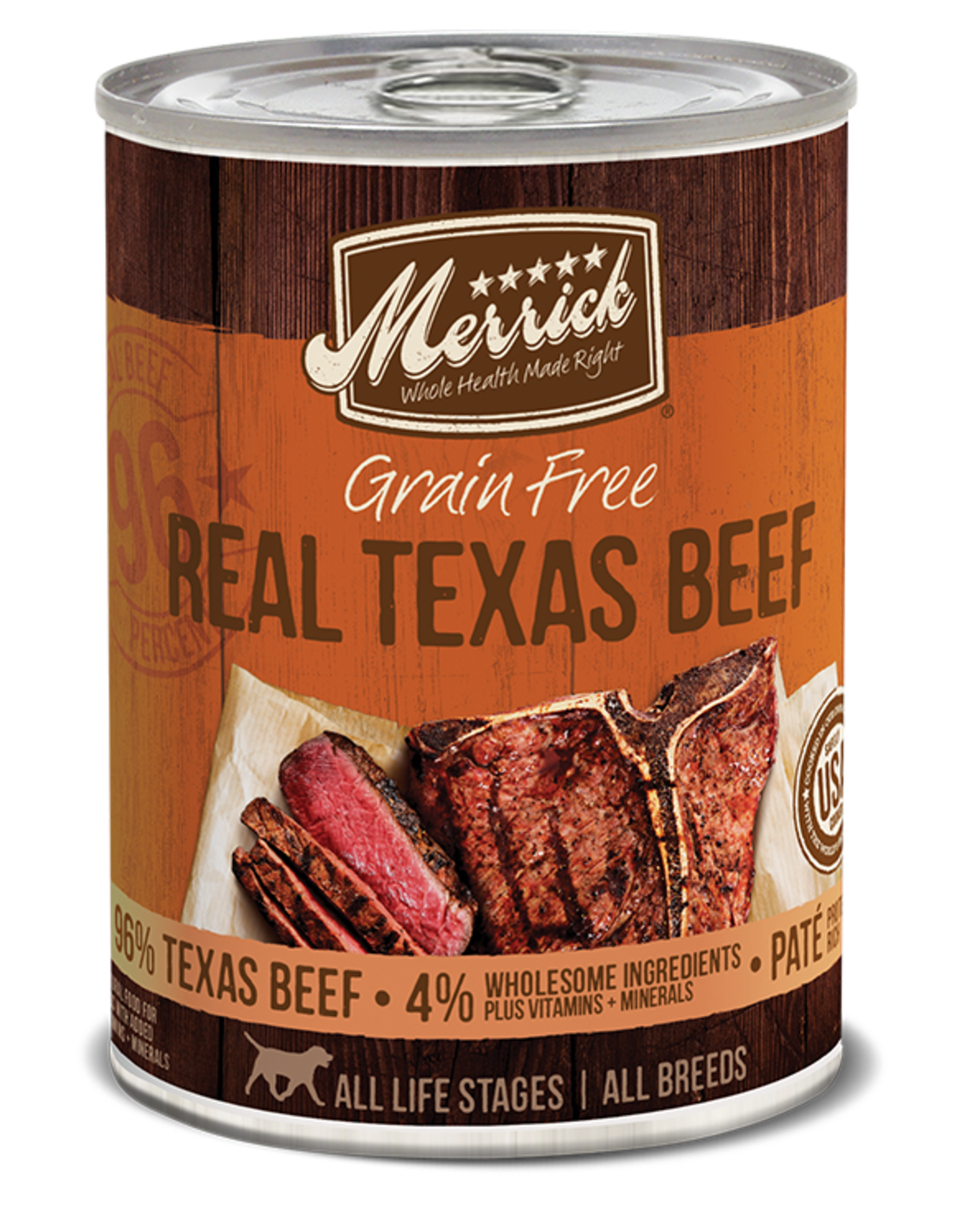 Merrick Merrick Grain Free Real Texas Beef Dinner Wet Canned Dog Food - 12.7 oz, CASE OF 12