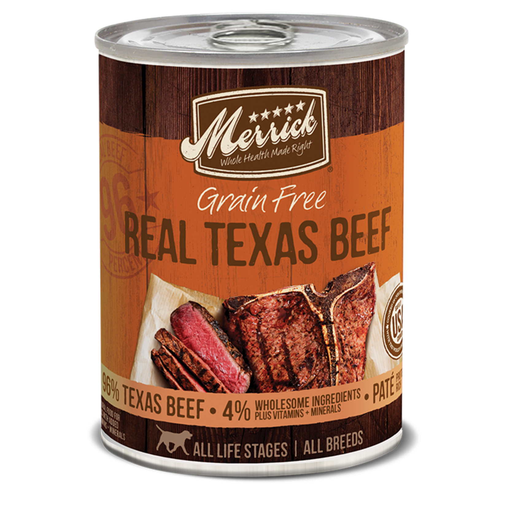 Merrick Merrick Grain Free Real Texas Beef Dinner Wet Canned Dog Food - 12.7 oz, CASE OF 12