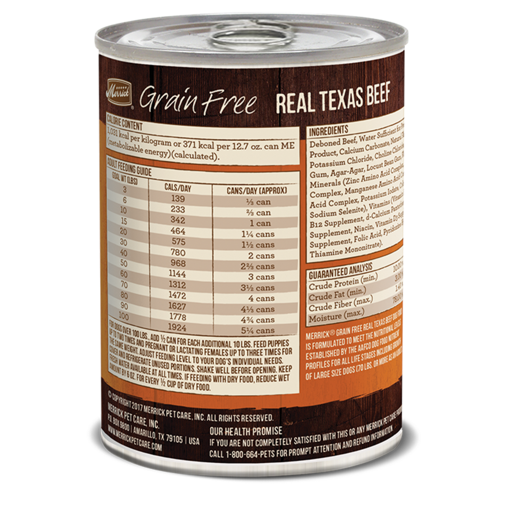 Merrick Merrick Grain Free Real Texas Beef Dinner Wet Canned Dog Food - 12.7 oz, CASE OF 12