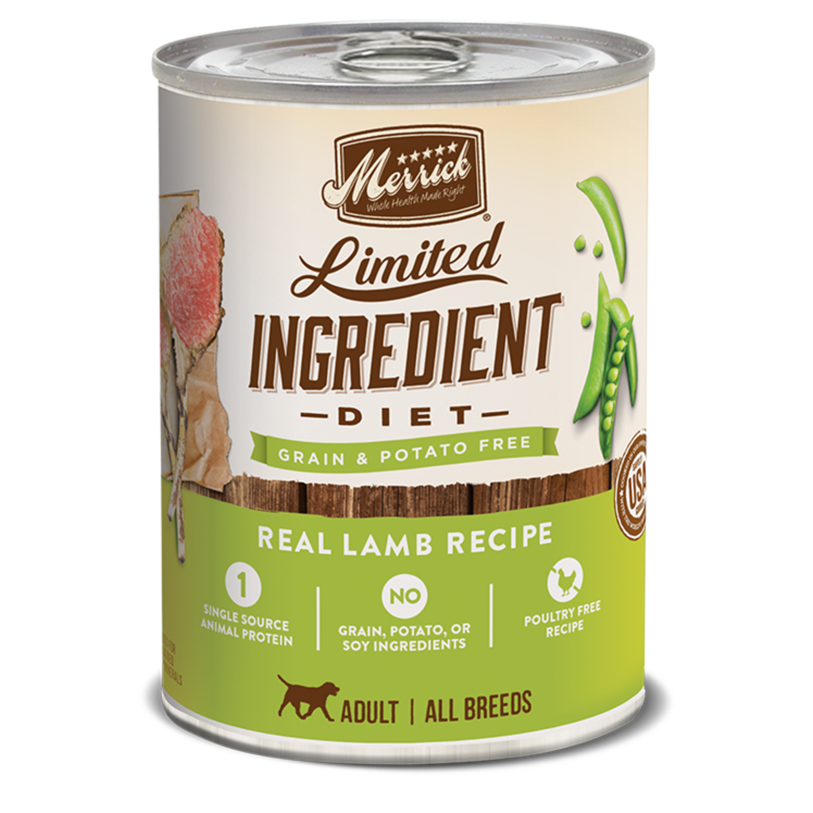 Merrick Limited Ingredient Diet Grain Free Real Lamb Recipe Wet Dog Food, 12.7 Oz., Case of 12, 12 X 12.7 OZ