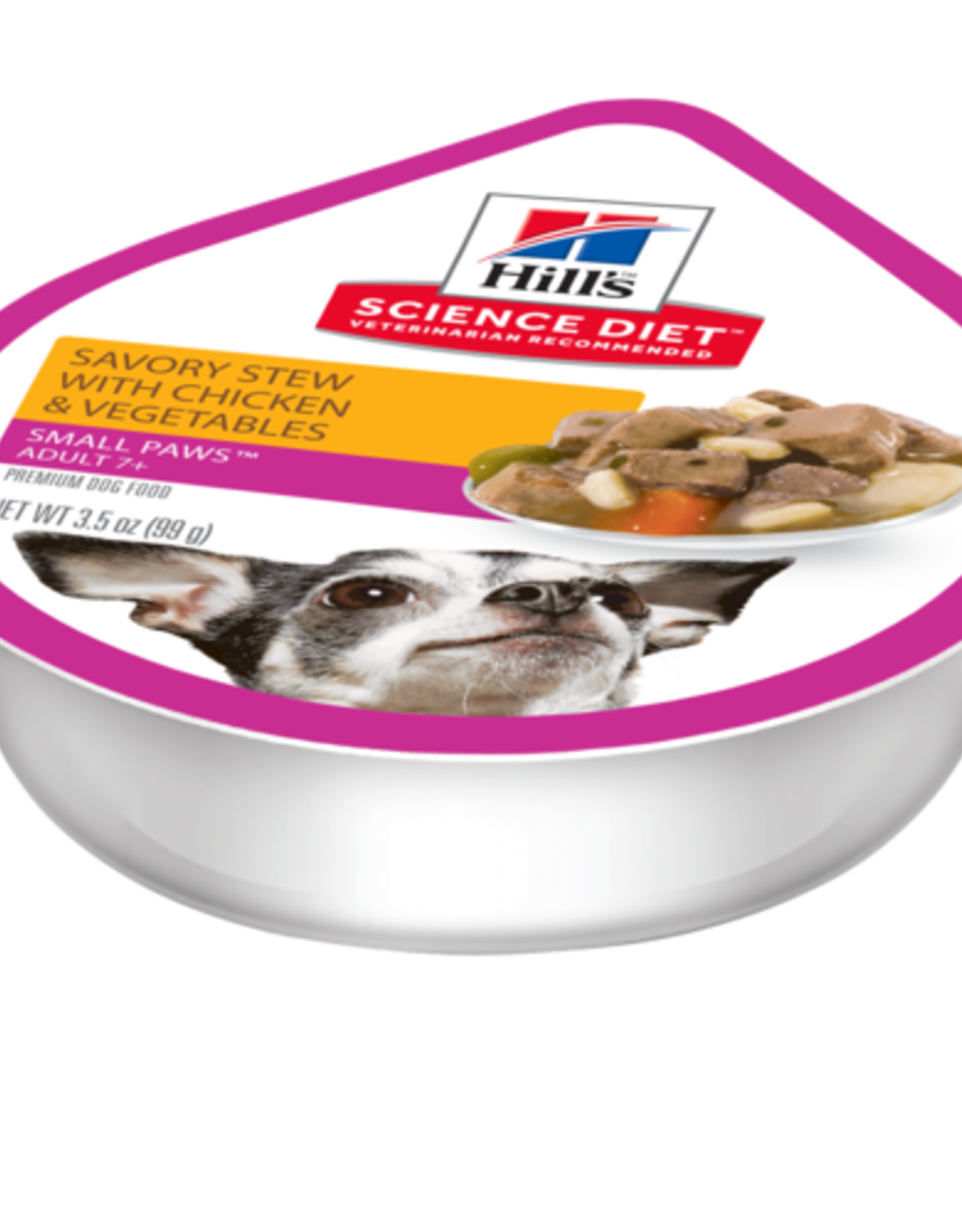 Hill's Science Diet HILL'S SCIENCE DIET DOG SMALL & MINI ADULT 7+ SAVORY STEW CHICKEN & VEGETABLES TRAY 3.5OZ BOX OF 12