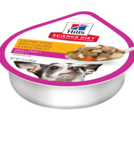 SCIENCE DIET HILL'S SCIENCE DIET DOG SMALL & MINI ADULT 7+ SAVORY STEW CHICKEN & VEGETABLES TRAY 3.5OZ BOX OF 12