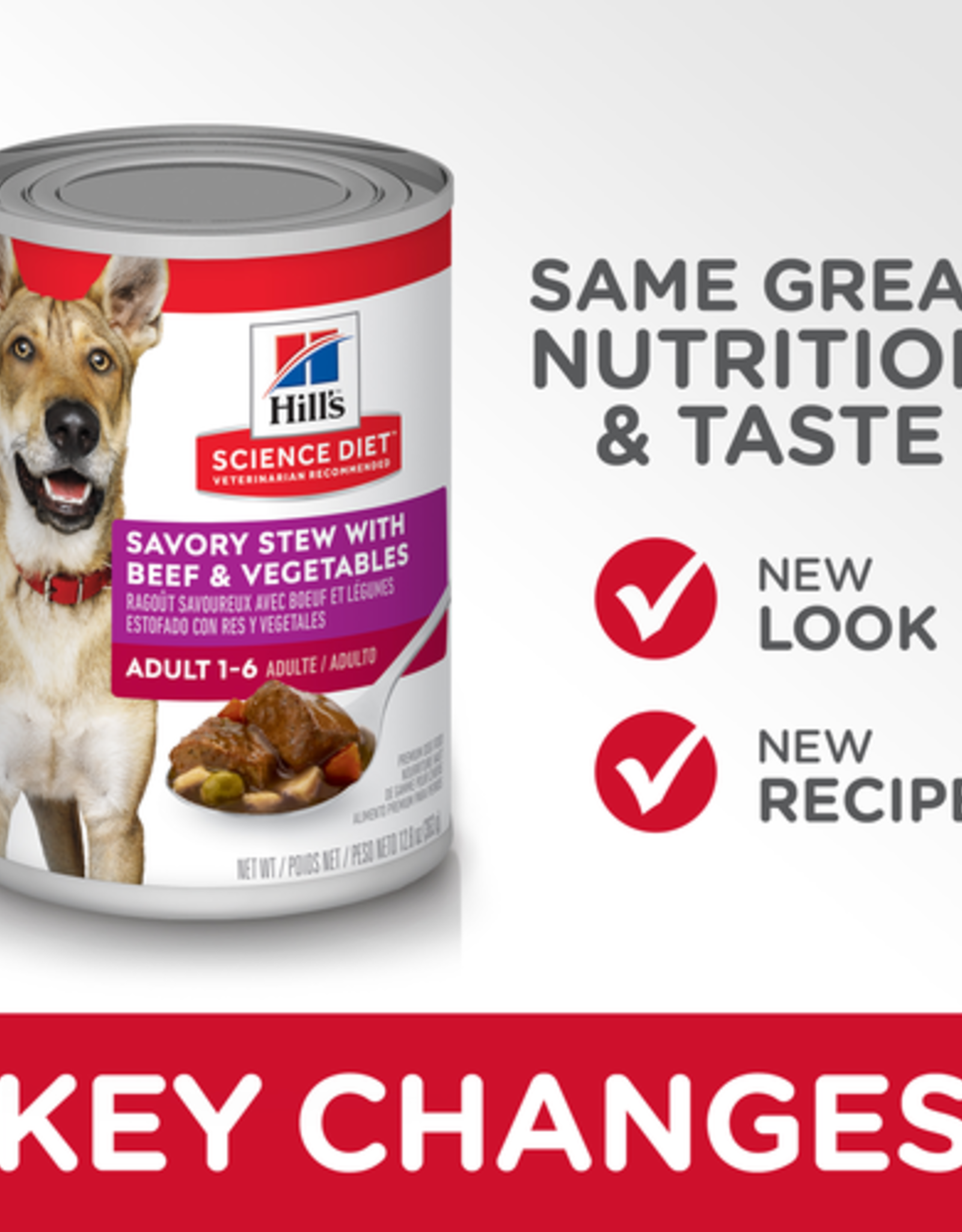 SCIENCE DIET HILL'S SCIENCE DIET DOG ADULT SAVORY STEW BEEF & VEGETABLES CAN 12.8OZ CASE OF 12