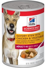 SCIENCE DIET HILL'S SCIENCE DIET DOG ADULT SAVORY STEW CHICKEN & VEGETABLES CAN 12.8OZ CASE OF 12