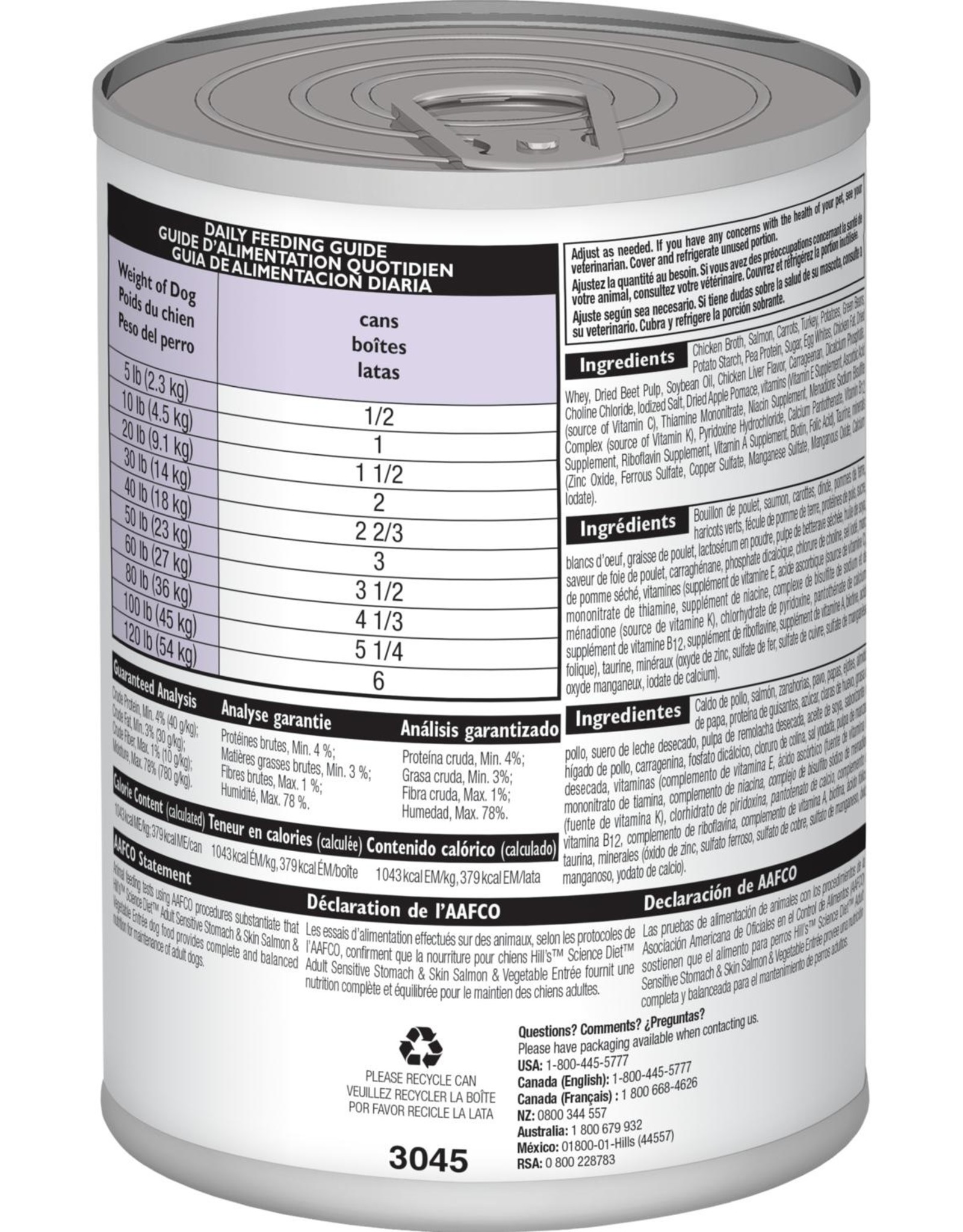 Hill's Science Diet HILL'S SCIENCE DIET DOG ADULT SENSITIVE STOMACH & SKIN SALMON CAN 12.8OZ CASE OF 12