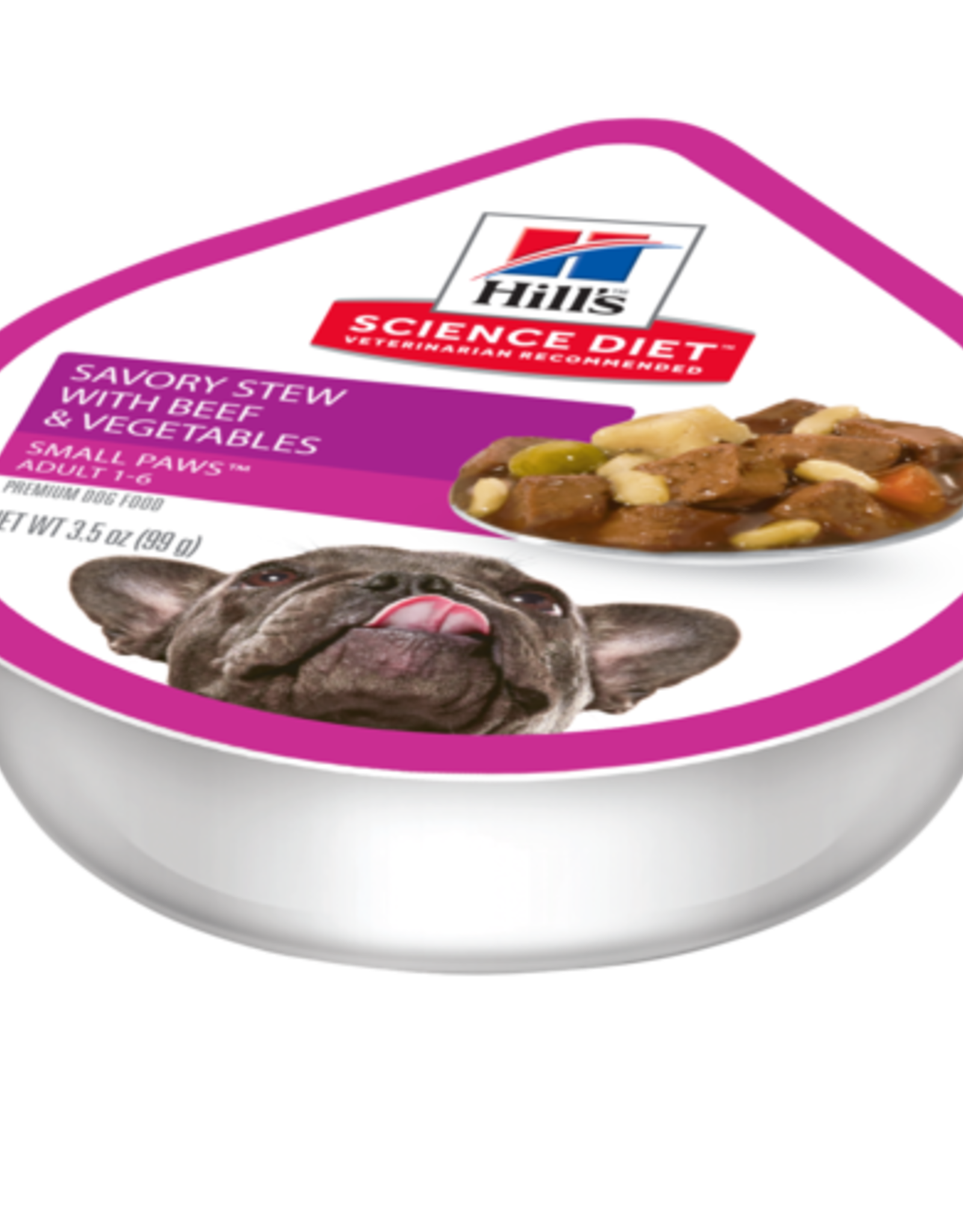 SCIENCE DIET HILL'S SCIENCE DIET DOG SMALL & MINI ADULT SAVORY STEW BEEF & VEGETABLES TRAY 3.5OZ BOX OF 12