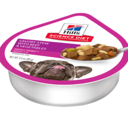 SCIENCE DIET HILL'S SCIENCE DIET DOG SMALL & MINI ADULT SAVORY STEW BEEF & VEGETABLES TRAY 3.5OZ BOX OF 12