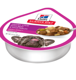 SCIENCE DIET HILL'S SCIENCE DIET CANINE ADULT SMALL & TOY SAVORY STEW BEEF & VEGETABLES TRAY 3.5OZ
