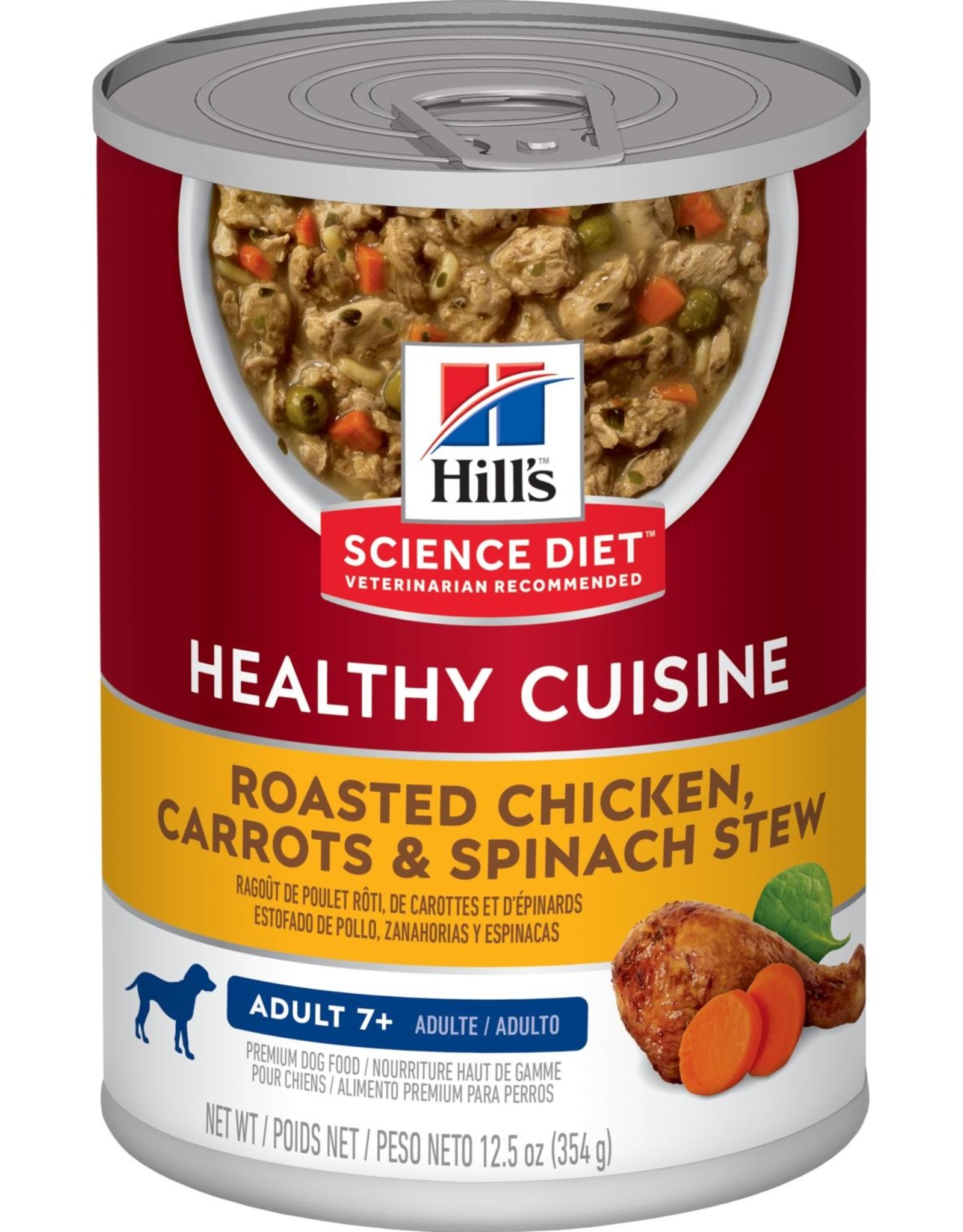 Hill's Science Diet HILL'S SCIENCE DIET DOG HEALTHY CUISINE ADULT 7+ CHICKEN CARROT & SPINACH STEW CAN 12.5OZ CASE OF 12
