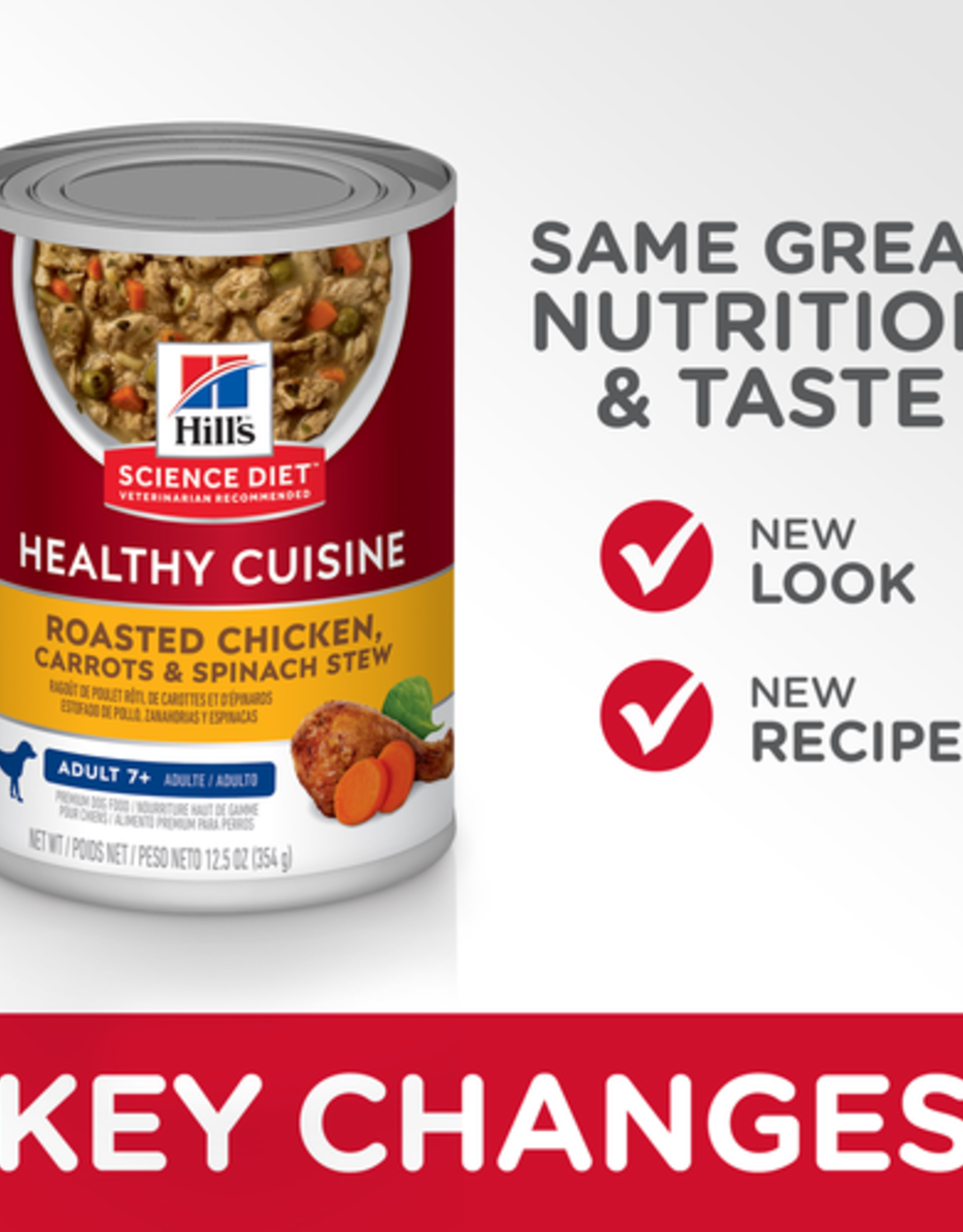 SCIENCE DIET HILL'S SCIENCE DIET DOG HEALTHY CUISINE ADULT 7+ CHICKEN CARROT & SPINACH STEW CAN 12.5OZ CASE OF 12