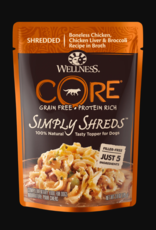 Wellness WELLNESS DOG CORE SIMPLY SHREDS CHICKEN & CHICKEN LIVER POUCH 2.8OZ BOX OF 12 DISCONTINUED