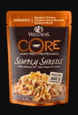 WELLPET LLC WELLNESS DOG CORE SIMPLY SHREDS CHICKEN & CHICKEN LIVER POUCH 2.8OZ BOX OF 12