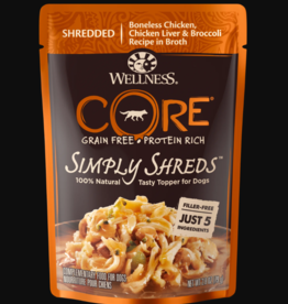 Wellness WELLNESS DOG CORE SIMPLY SHREDS CHICKEN & CHICKEN LIVER POUCH 2.8OZ BOX OF 12