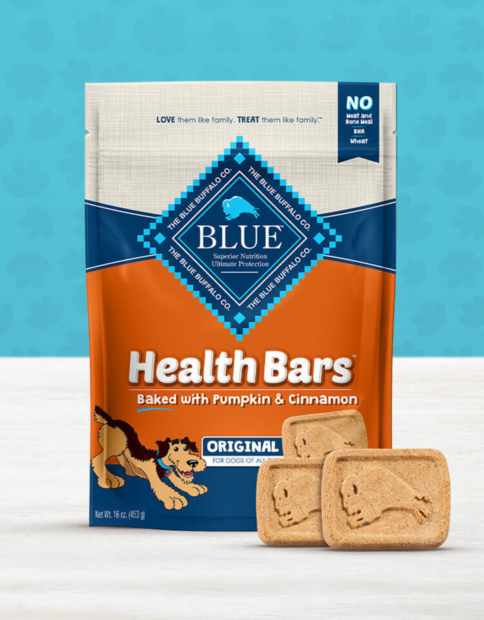 BLUE BUFFALO DOG TREAT HEALTH BAR PUMPKIN CINNAMON 16oz Pickering Valley Feed Farm Store