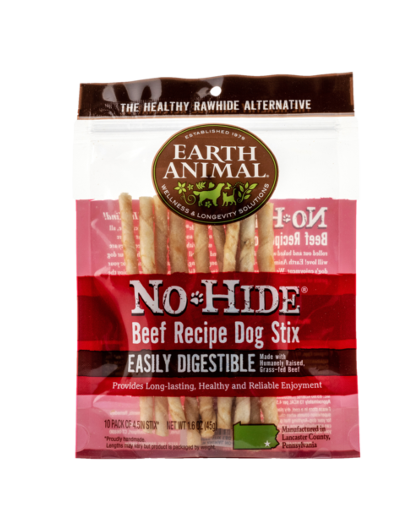 Earth Animal EARTH ANIMAL DOG NO-HIDE BEEF STIX 10 PACK