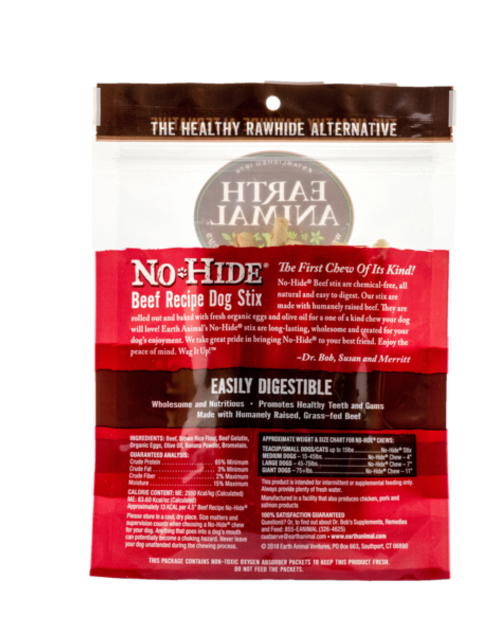 EARTH ANIMAL VENTURES EARTH ANIMAL DOG NO-HIDE BEEF STIX 10 PACK