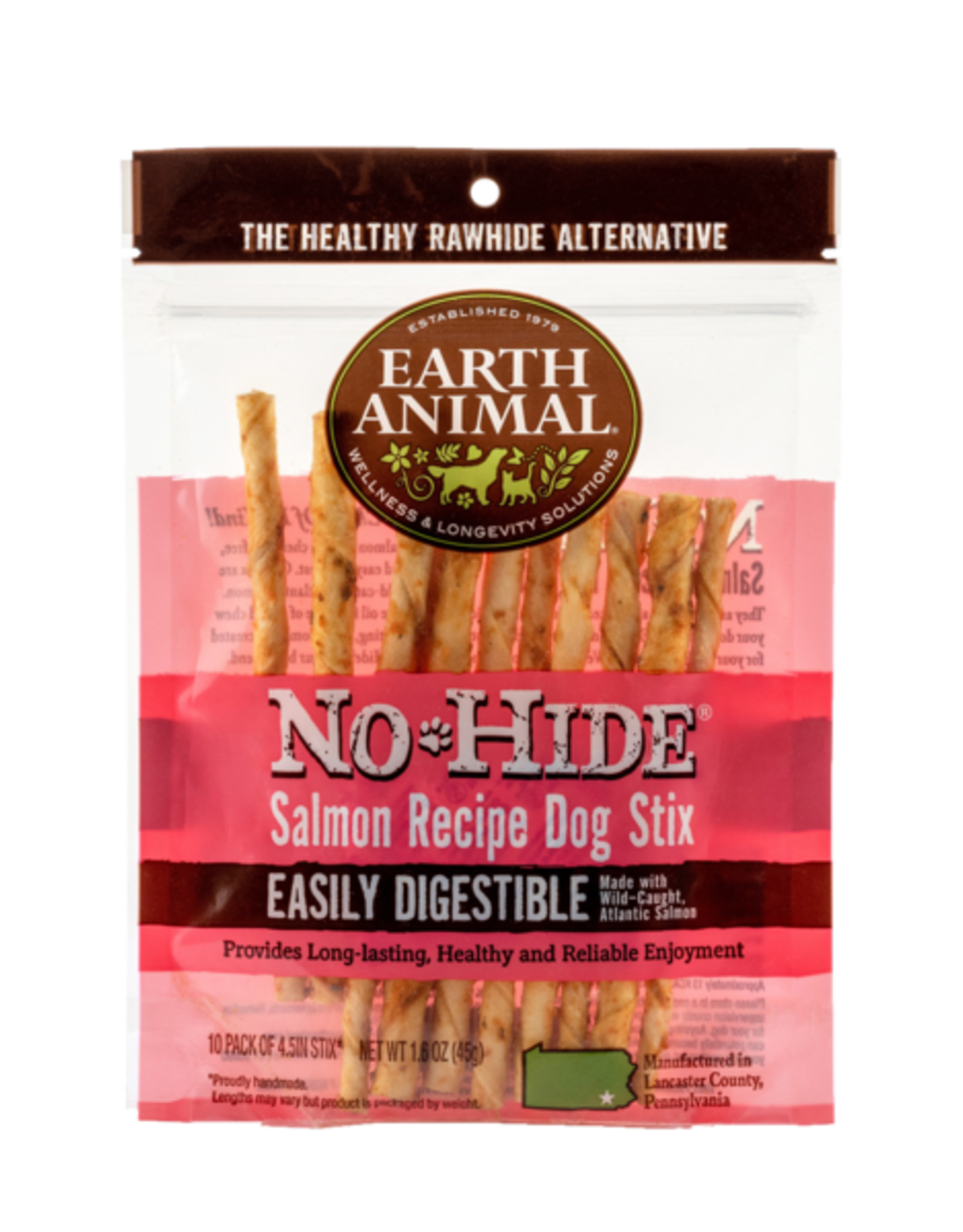 Earth Animal EARTH ANIMAL DOG NO-HIDE SALMON STIX 10 PACK