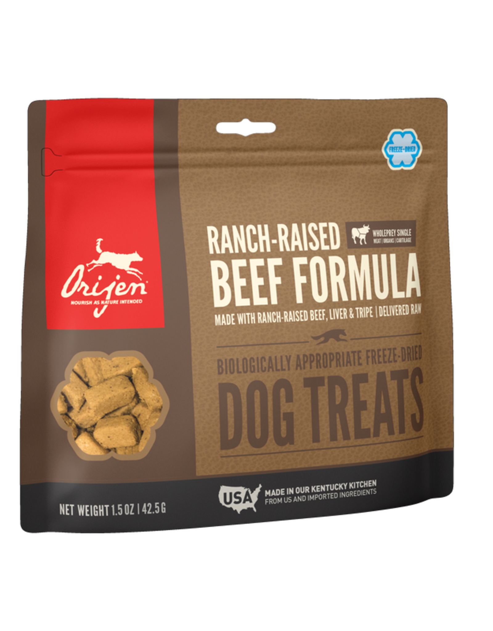 CHAMPION PET FOOD ORIJEN DOG TREATS RANCH RAISED BEEF 3.25OZ