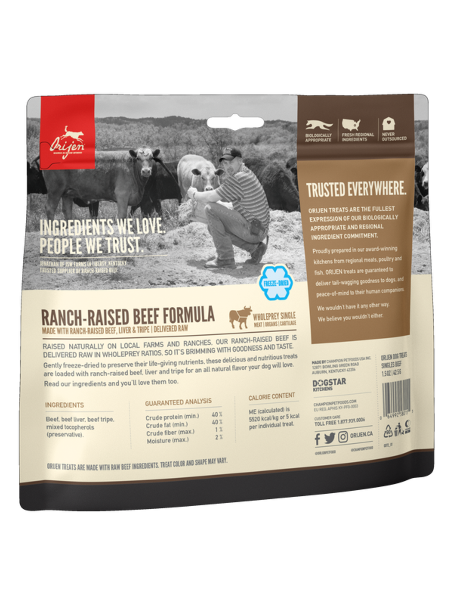 ORIJEN ORIJEN DOG TREATS RANCH RAISED BEEF 3.25OZ