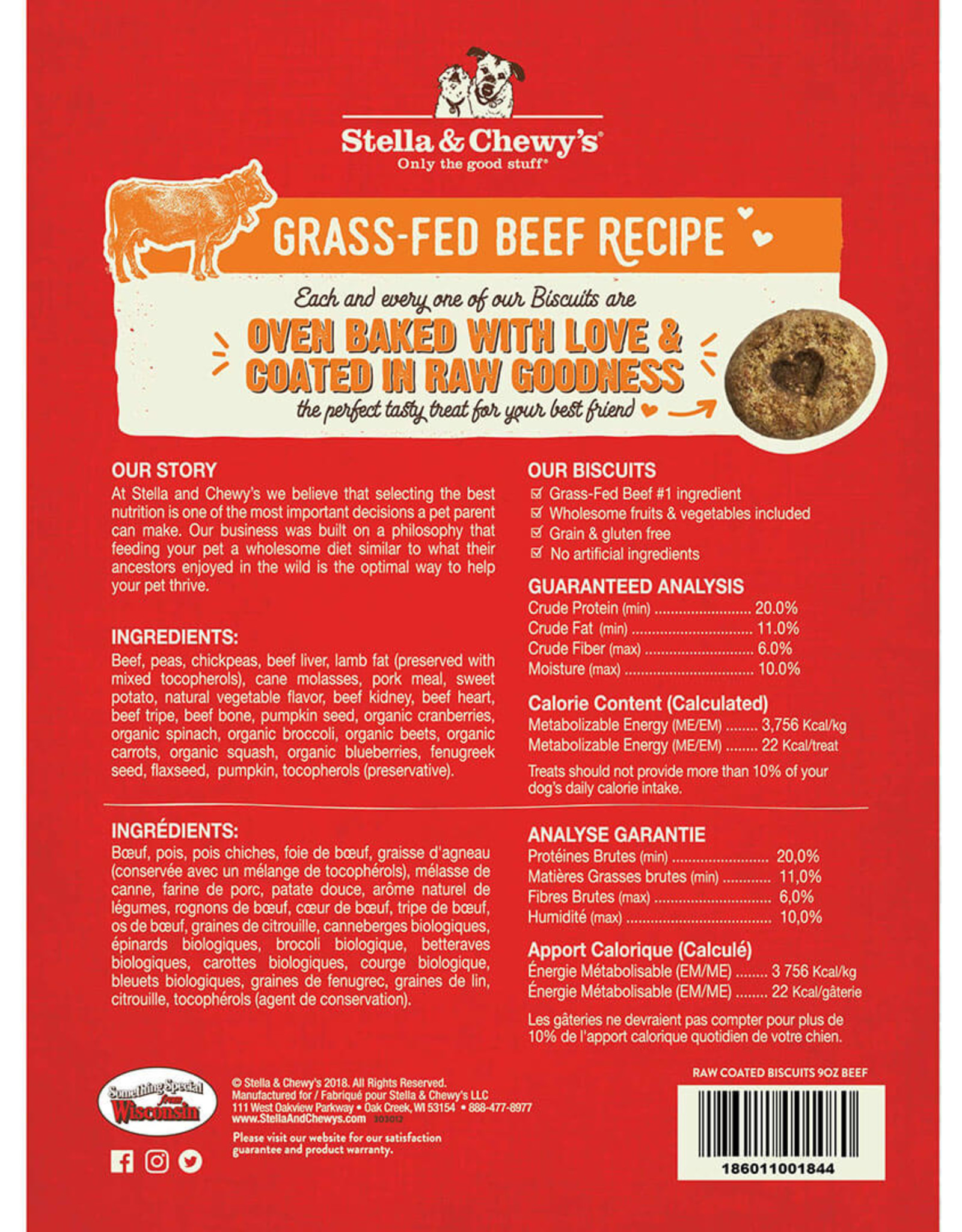 Stella & Chewy's Stella & Chewy's Raw Coated Biscuits Grass Fed Beef Recipe Dog Treats 9 Oz