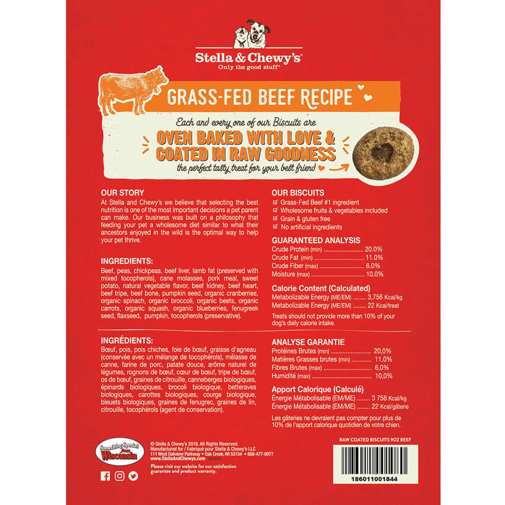Stella & Chewy's Stella & Chewy's Raw Coated Biscuits Grass Fed Beef Recipe Dog Treats 9 Oz