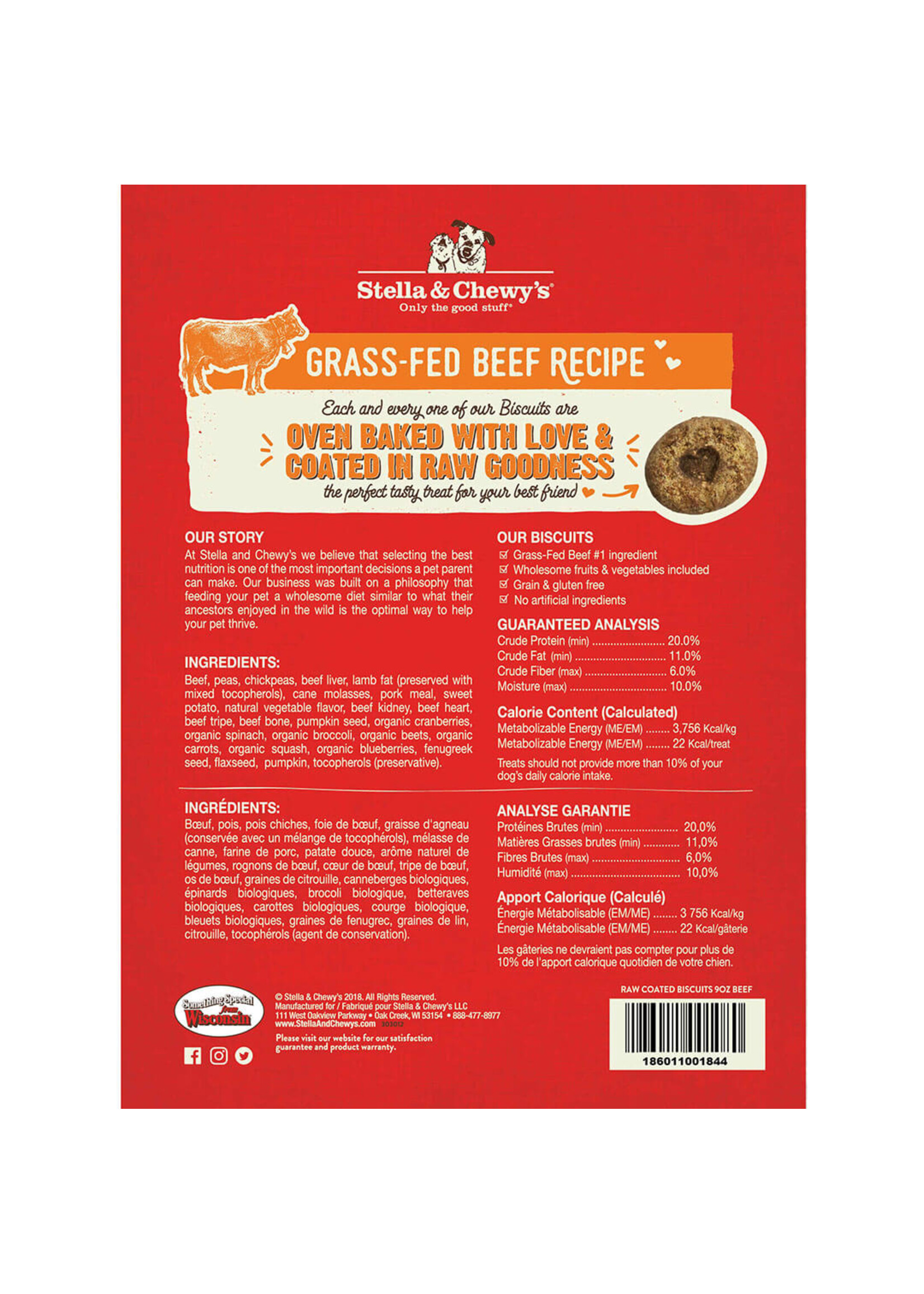 Stella & Chewy's Stella & Chewy's Raw Coated Biscuits Grass Fed Beef Recipe Dog Treats 9 Oz