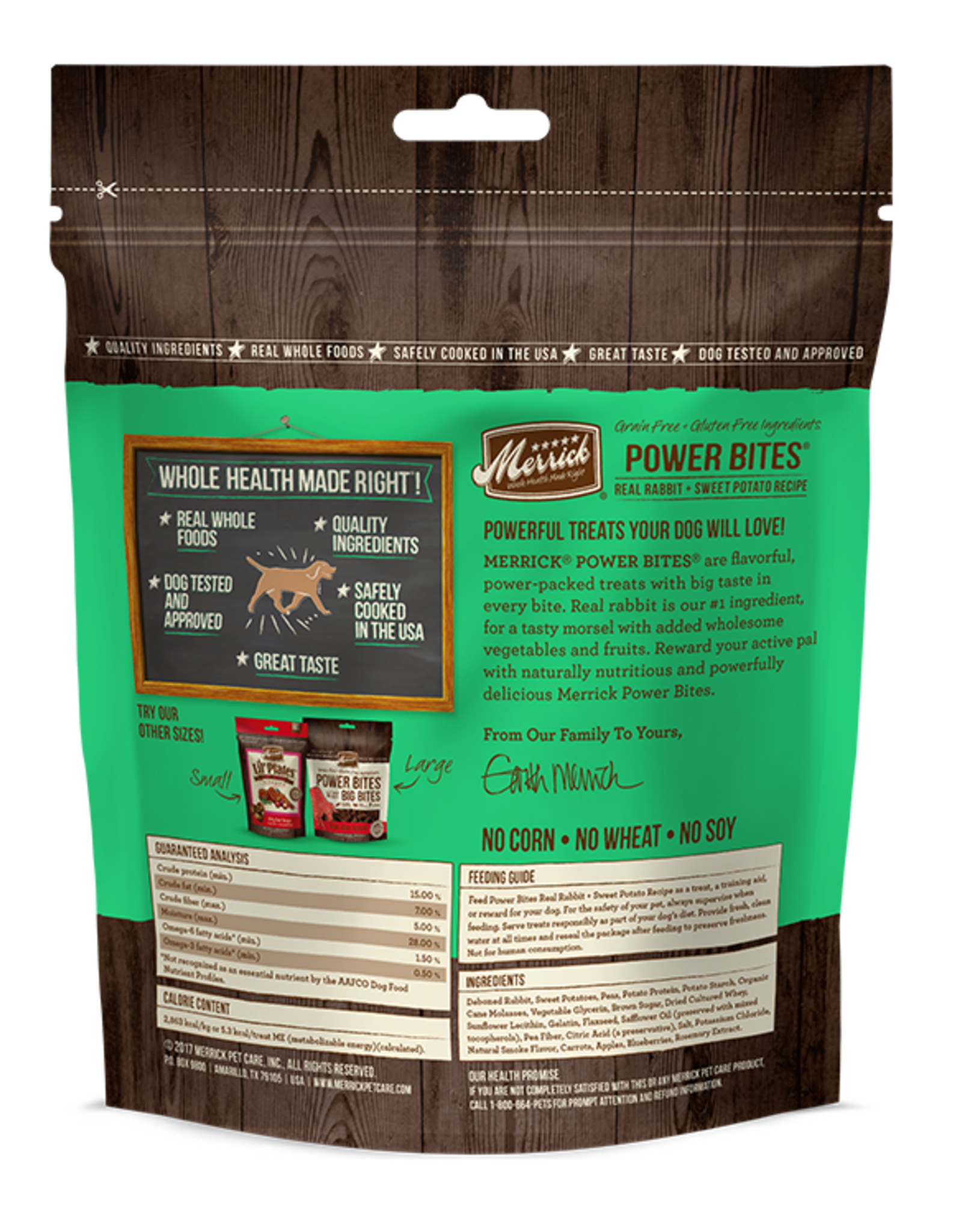 MERRICK PET CARE, INC. MERRICK POWER BITES REAL RABBIT 6OZ