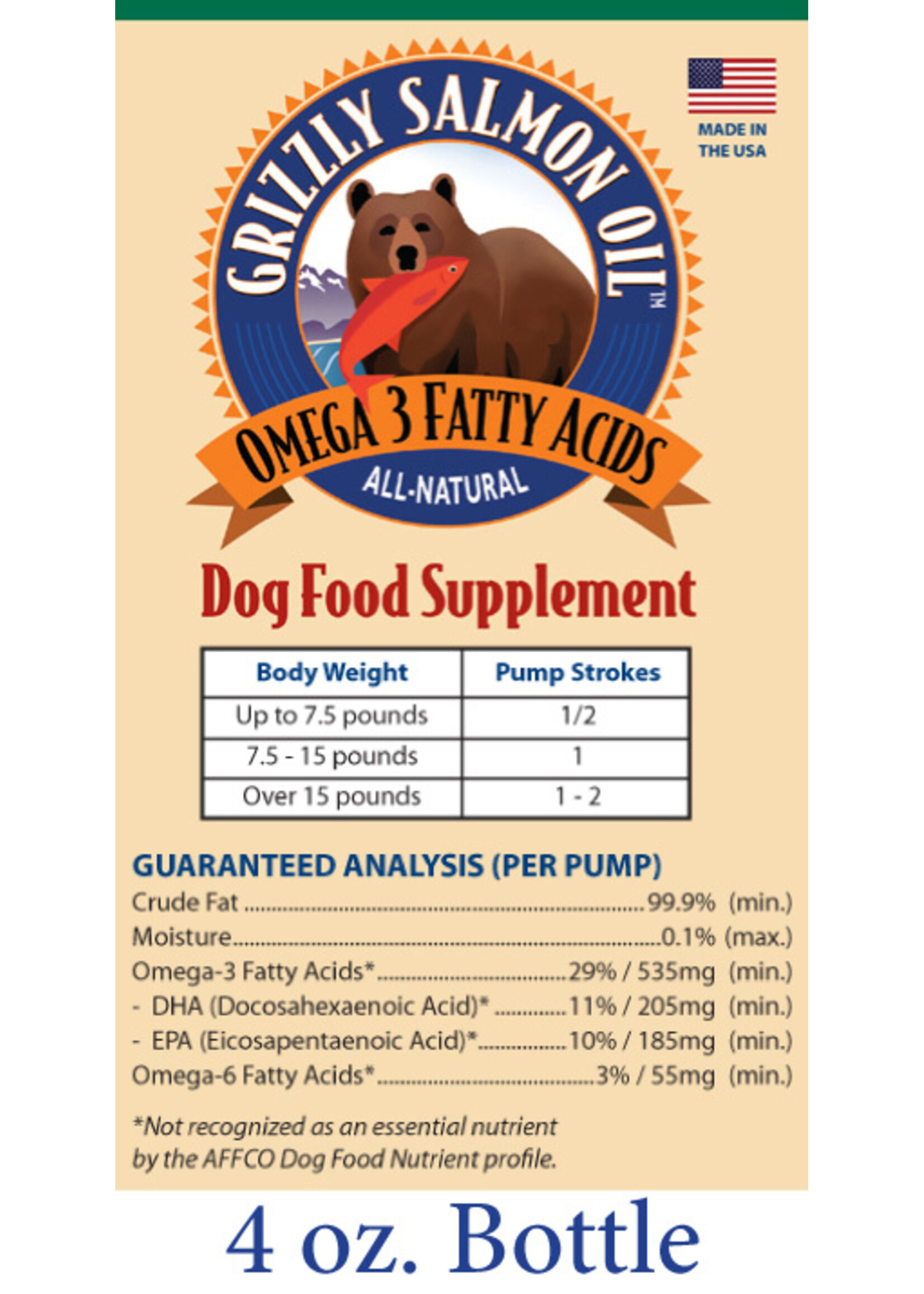Grizzly Pet Products GRIZZLY SALMON OIL 4OZ