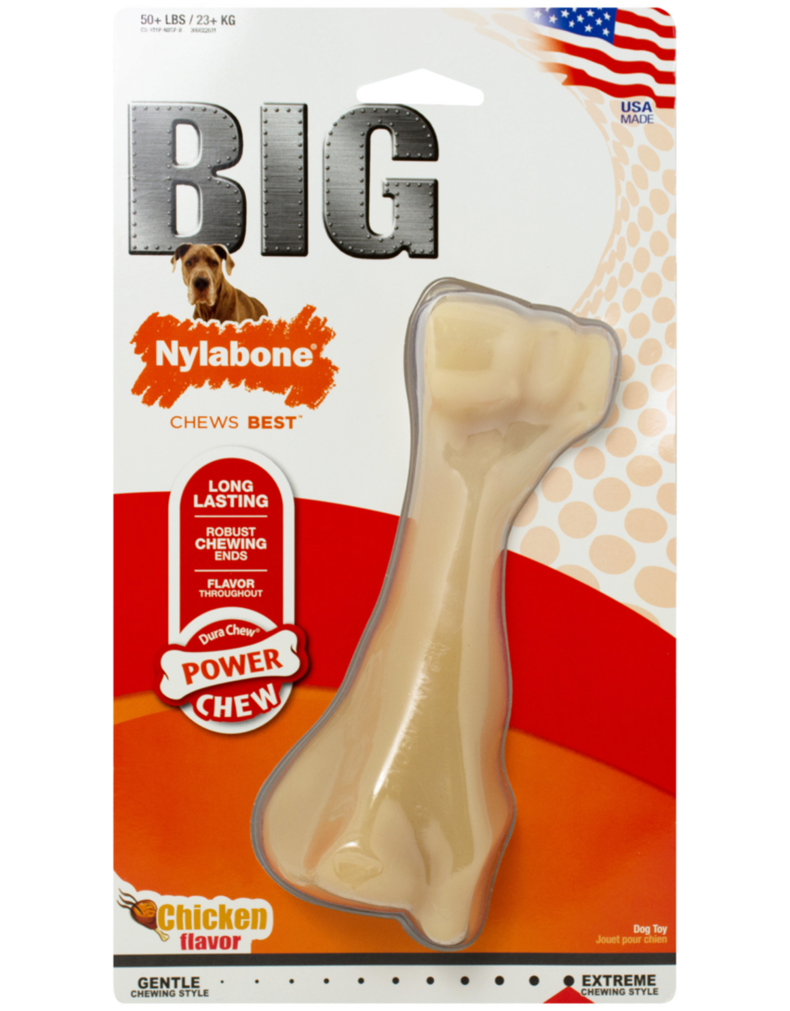 Nylabone Nylabone Power Chew Beef Bone Dog Chew Toy Chicken - XX-Large