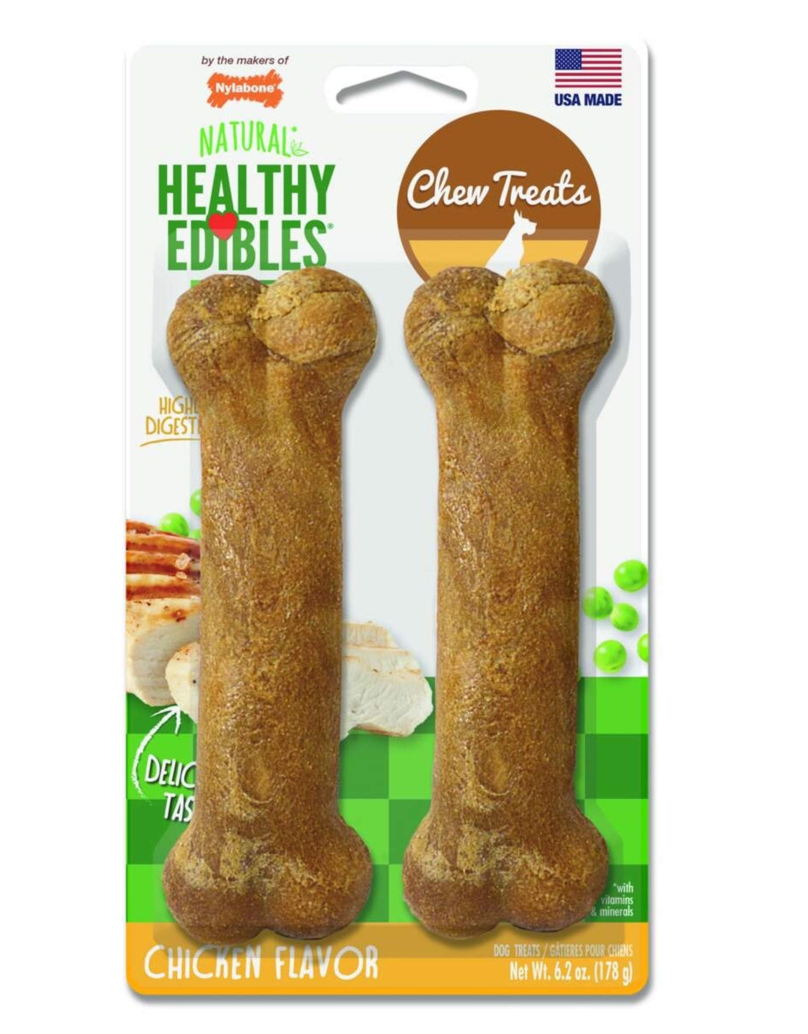 Nylabone Nylabone Healthy Edibles Natural Chicken Flavored Dog Treats - Medium 2 Pack