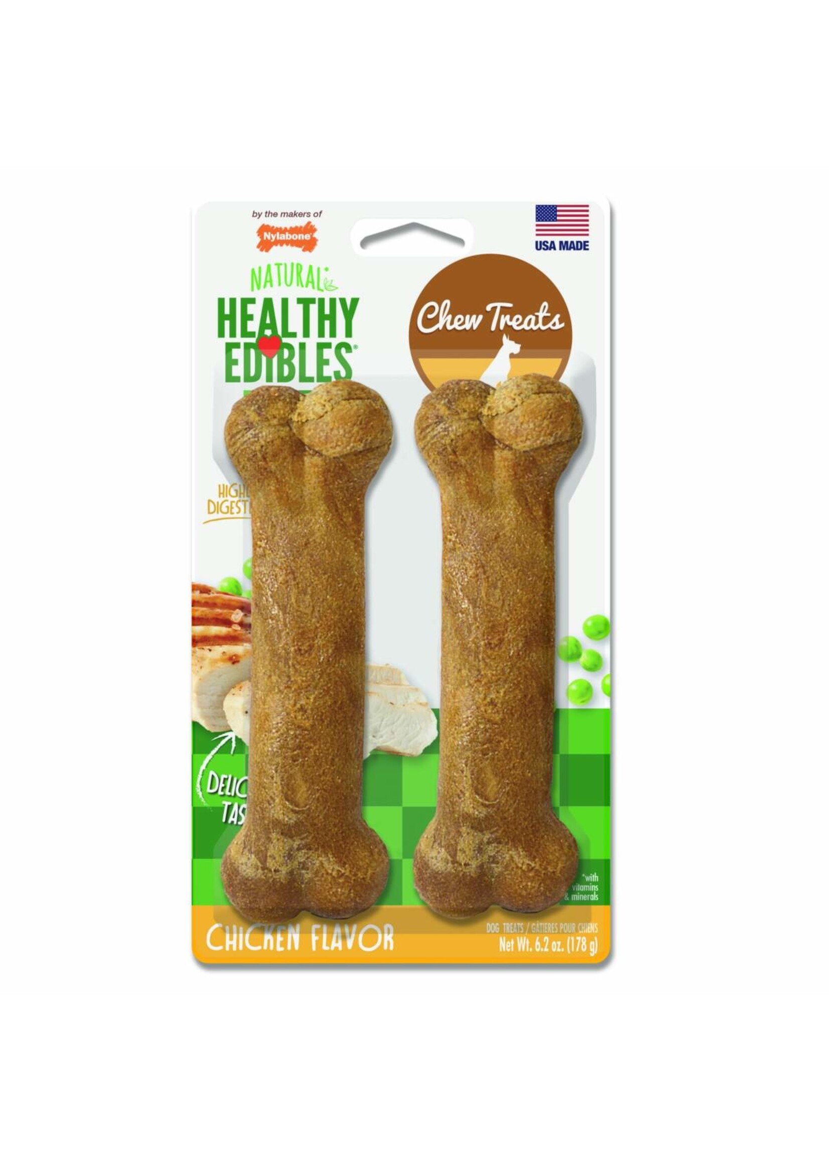 Nylabone Nylabone Healthy Edibles Natural Chicken Flavored Dog Treats - Medium 2 Pack
