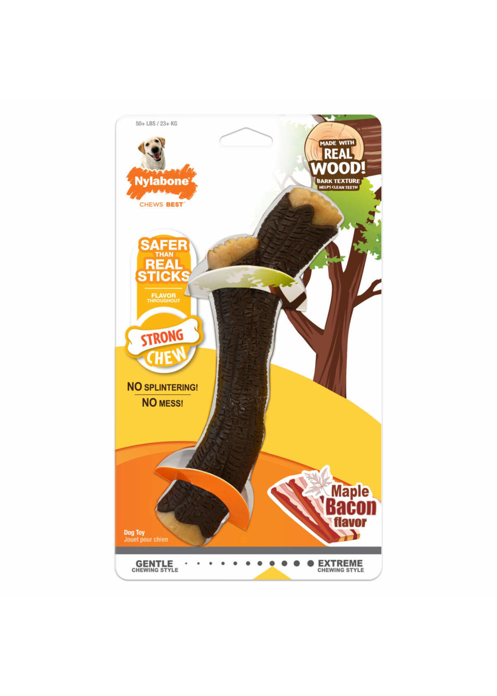 Nylabone Nylabone Strong Chew Maple Bacon Flavor Real Wood Stick Toy for Dogs - XL