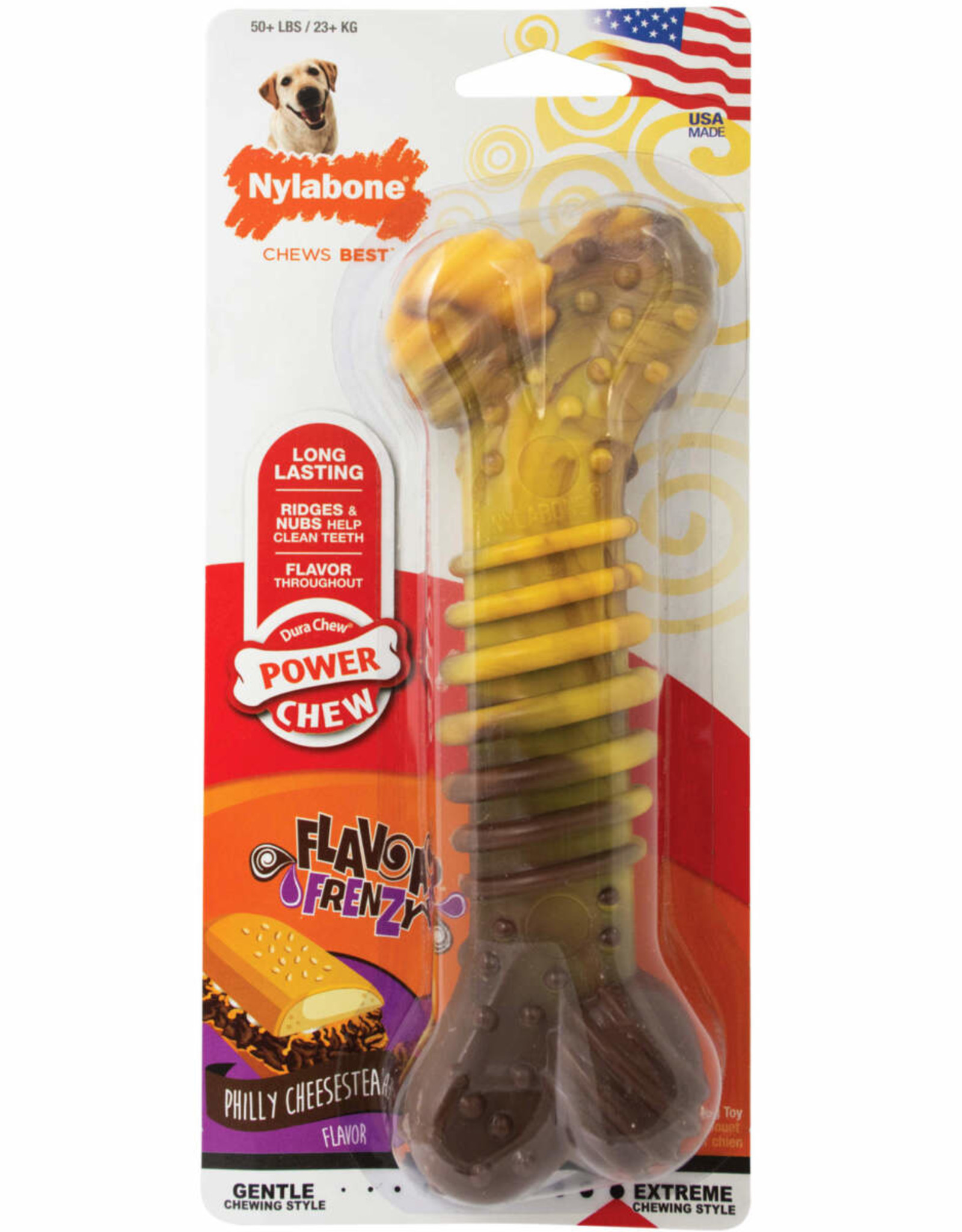 Nylabone Nylabone Flavor Frenzy Power Chew Dog Toy Cheesesteak - Medium