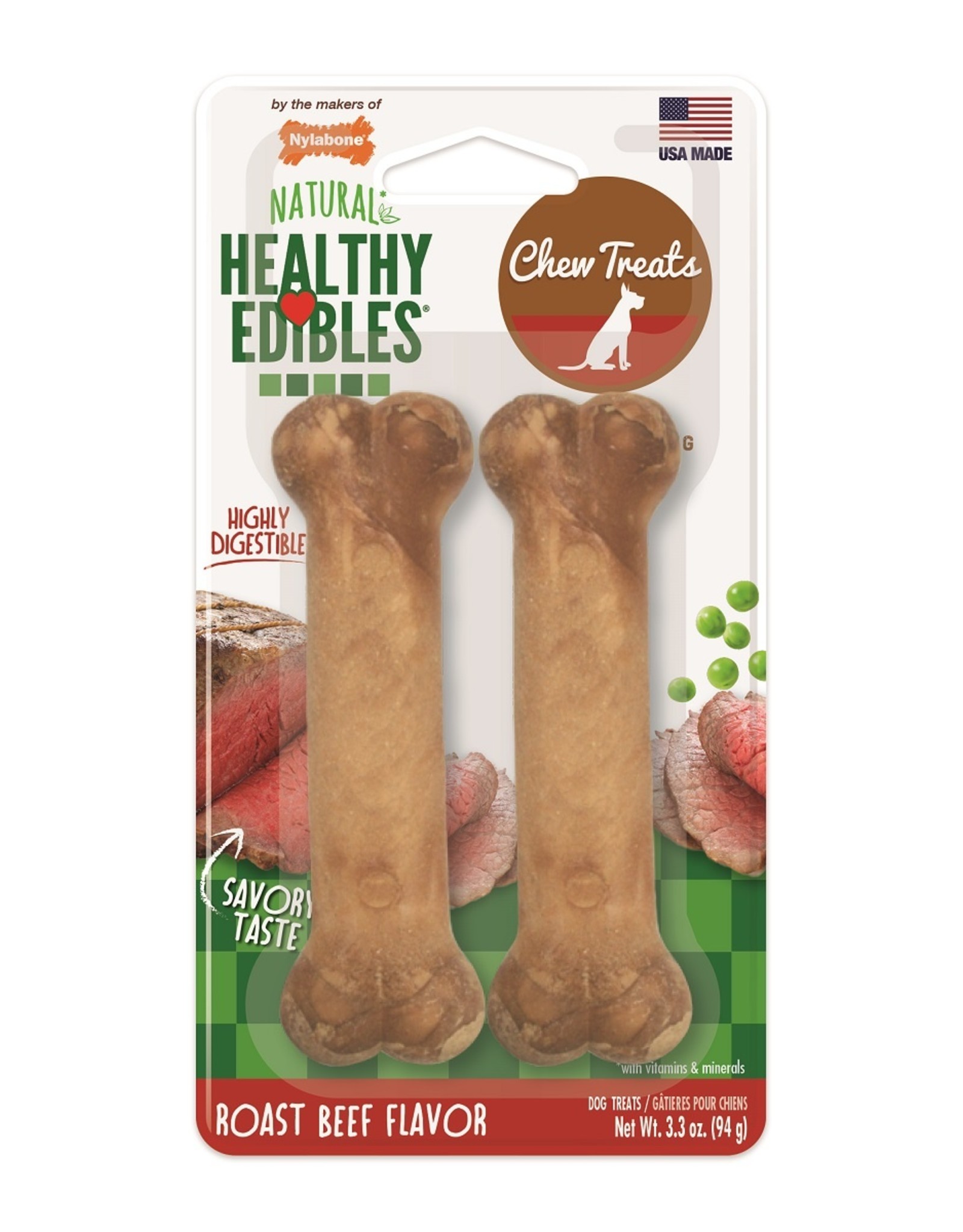 NYLABONE CORP NYLABONE HEALTHY EDIBLE ROAST BEEF-PETITE  2PK