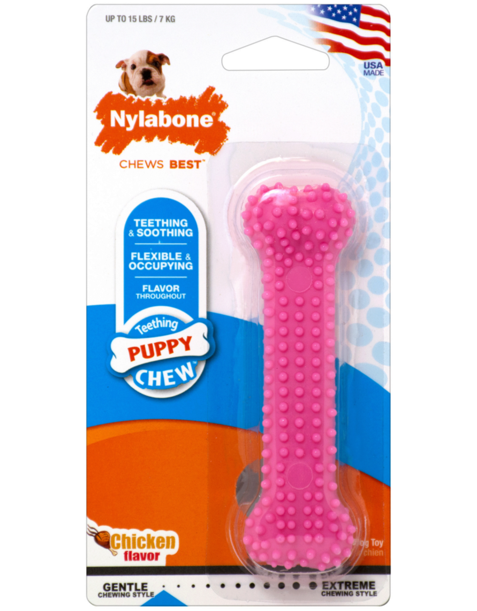 Nylabone Nylabone Puppy Teething & Soothing Flexible Chew Toy Chicken - Pink, X-Small