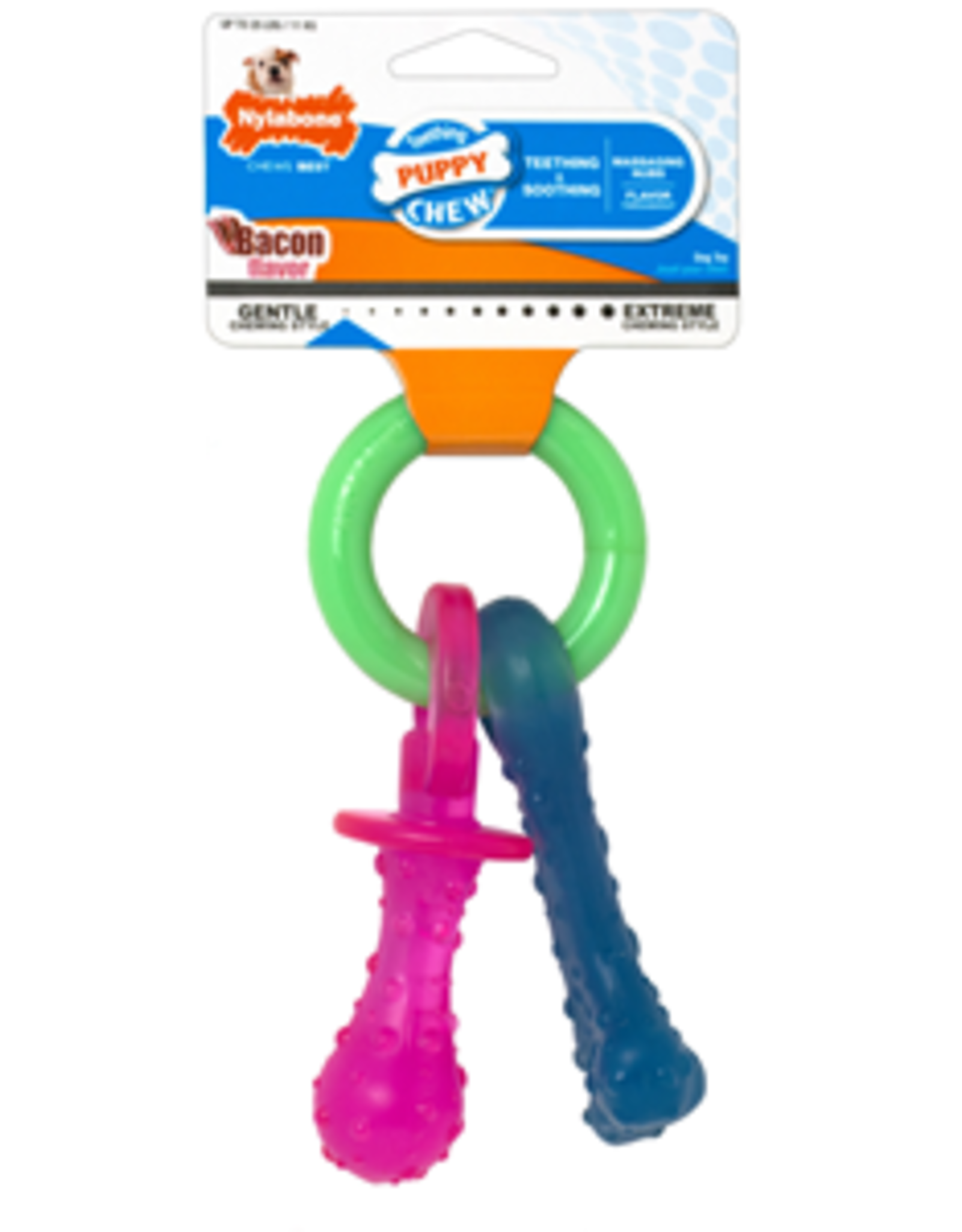 Nylabone Nylabone Puppy Chew Teething Pacifier Bacon Flavor - X-Small