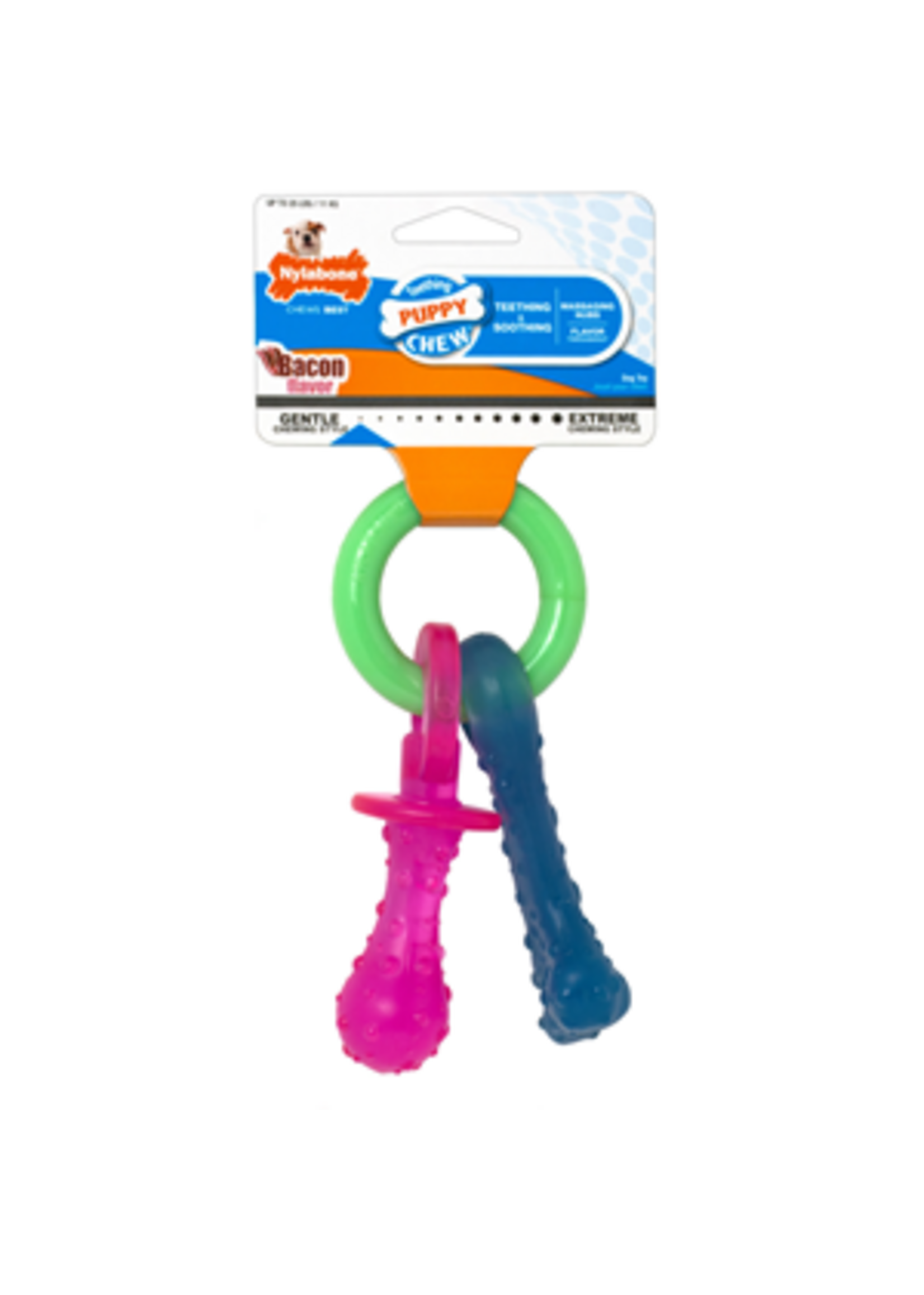Nylabone Nylabone Puppy Chew Teething Pacifier Bacon Flavor - X-Small
