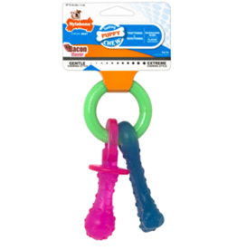 Nylabone Nylabone Puppy Chew Teething Pacifier Bacon Flavor - X-Small