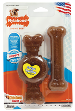 Nylabone NYLABONE PUPPY CHEW RING AND FLAT BONE 2 PACK MEDIUM