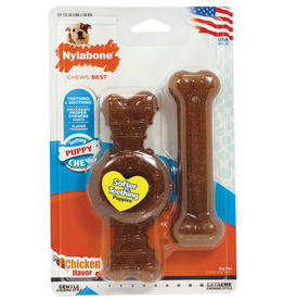 NYLABONE CORP NYLABONE PUPPY CHEW RING AND FLAT BONE 2 PACK SMALL