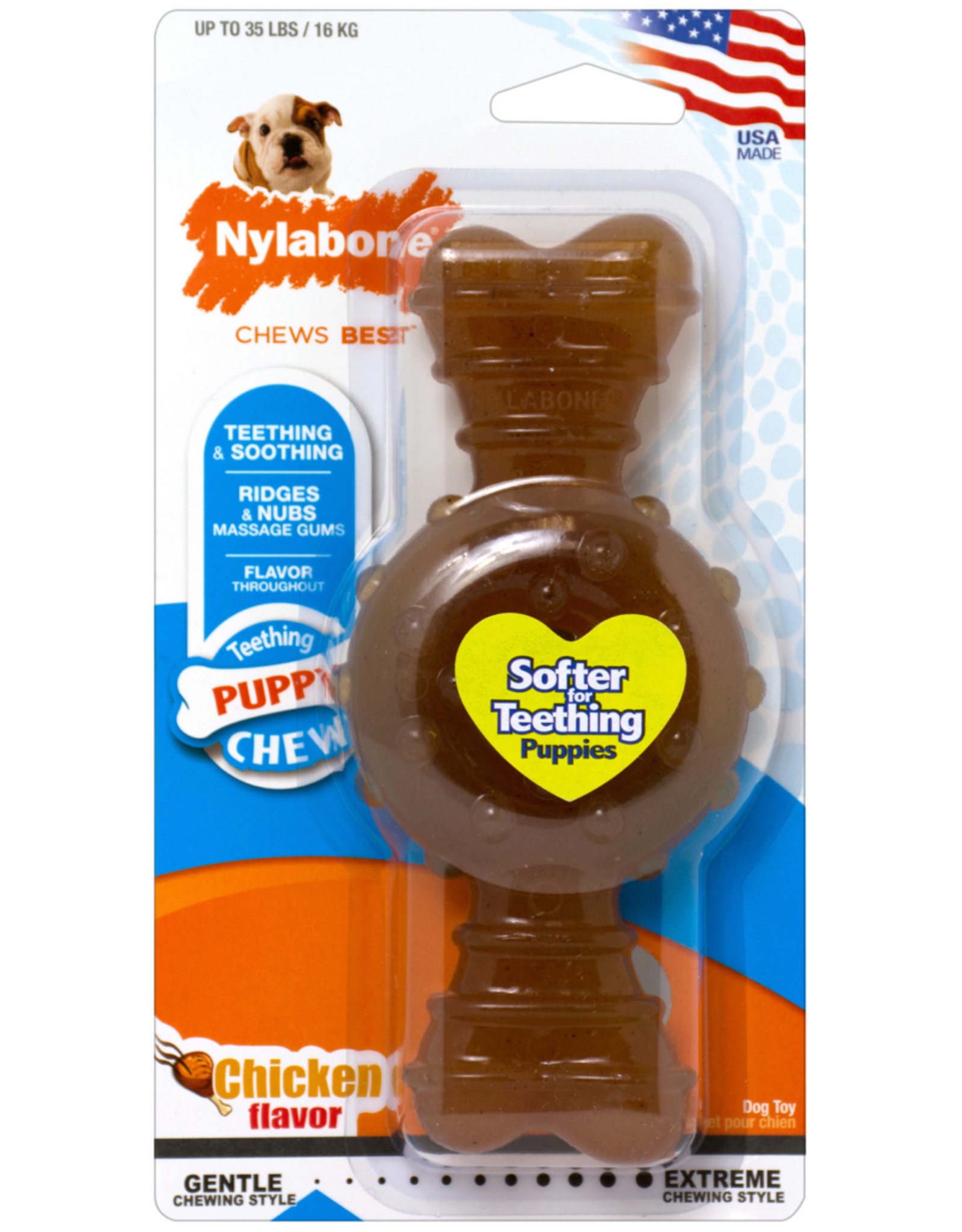 Nylabone NYLABONE PUPPY TEETHING RING BONE CHICKEN- WOLF/MEDIUM