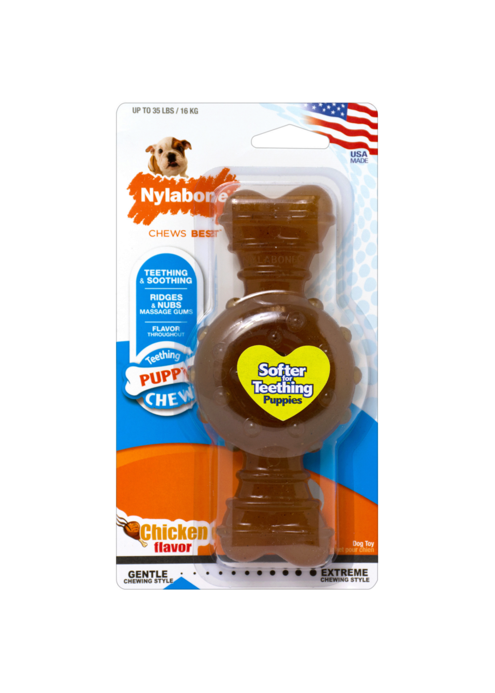 Nylabone NYLABONE PUPPY TEETHING RING BONE CHICKEN- WOLF/MEDIUM